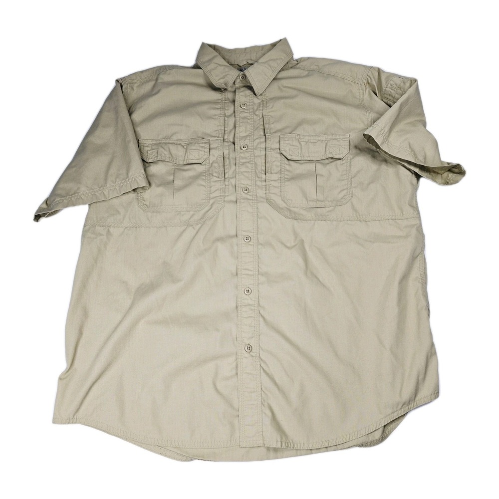 5.11 Tactical Mens‎ XL Short Sleeve Button Up Shirt Lightweight Outdoor OD Brown